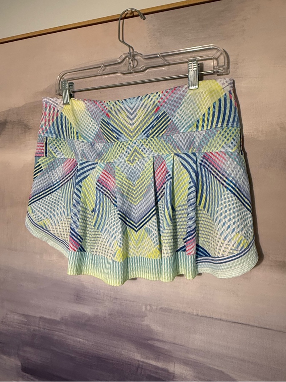Lucky in Love Multicolor Geometric Athletic Tennis Skirt - Blue, Yellow, Pink - Picture 3 of 5